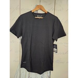 NWT BYLT Premium Basics Mens Drop-Cut Lux T-Shirt Black Short Sleeve Small
